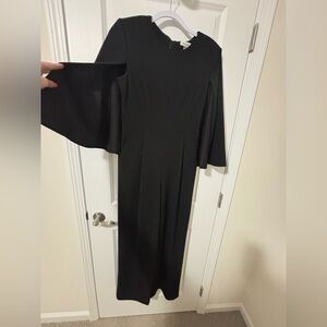 Calvin Klein Black Jumpsuit with Dramatic Flutter Sleeves